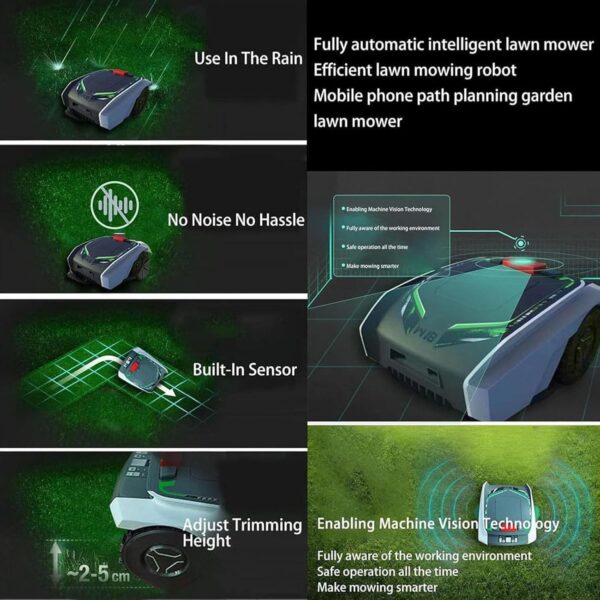 Robot Lawn Mower for Gardens up to 1500m², Automatic Intelligence Lawn Mower for Manicured Lawn, Path Planning, WiFi Smartphone APP Control, Safety Protection Device - Image 3