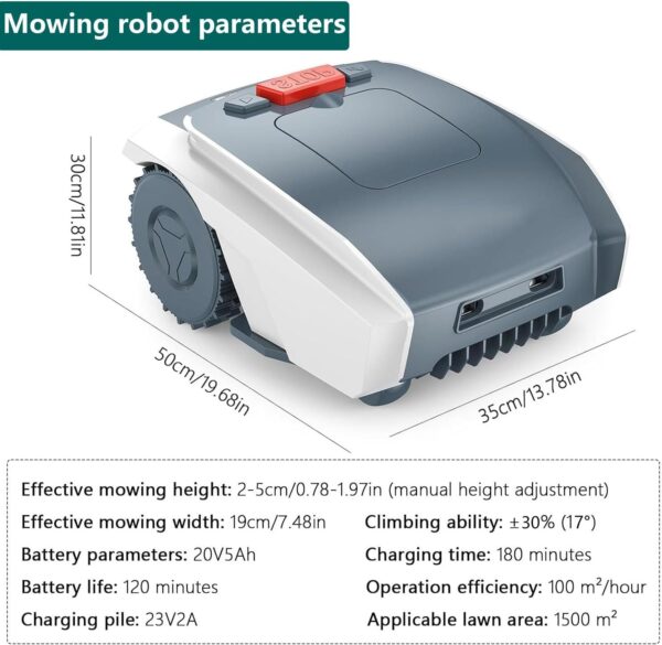 Robotic Lawn Mower 0.37 Acre/ 16146 Sq.Ft, with Mapping Function and App Control, Only 32 db,Rain Sensor & Boundary Wire, Battery & Charger Included - Image 7