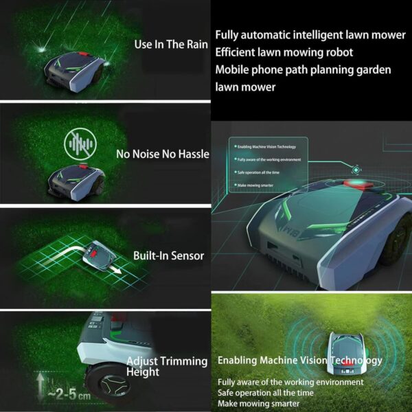 Robotic Lawn Mower 0.37 Acre/ 16146 Sq.Ft, with Mapping Function and App Control, Only 32 db,Rain Sensor & Boundary Wire, Battery & Charger Included - Image 9