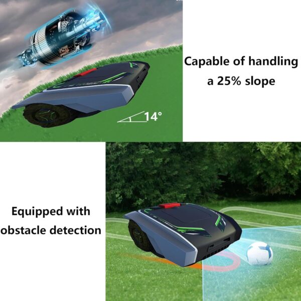 Automatic Robotic Lawn Mower, Robotic Lawnmower with Bluetooth app and Boundary Wire, Mowing Robot, for lawns up to 16140 Sq Ft, Low Noise, Easy to Clean,Grey - Image 5