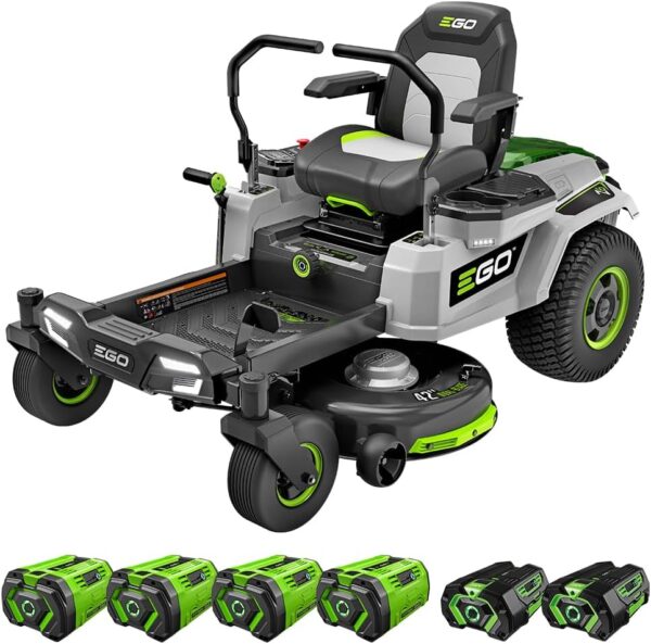 EGO POWER+ ZT4204L 56-Volt 42-Inch Z6 Zero Turn Riding Mower, 4 x 10.0Ah Batteries, 700W Turbo Charger Included Plus 2 Extra BA2800T 5.0Ah Batteries