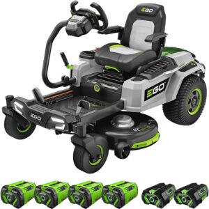 EGO POWER+ ZT4205S 56-Volt 42-Inch Z6 Zero Turn Riding Mower with e-Steer™ Technology, 4 x 12.0Ah Batteries, 700W Turbo Charger Included Plus 2 Extra BA2800T 5.0Ah Batteries