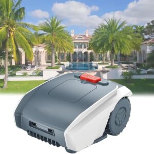 Automatic Robotic Lawn Mower, Robotic Lawnmower with Bluetooth app and Boundary Wire, Mowing Robot, for lawns up to 16140 Sq Ft, Low Noise, Easy to Clean,Grey