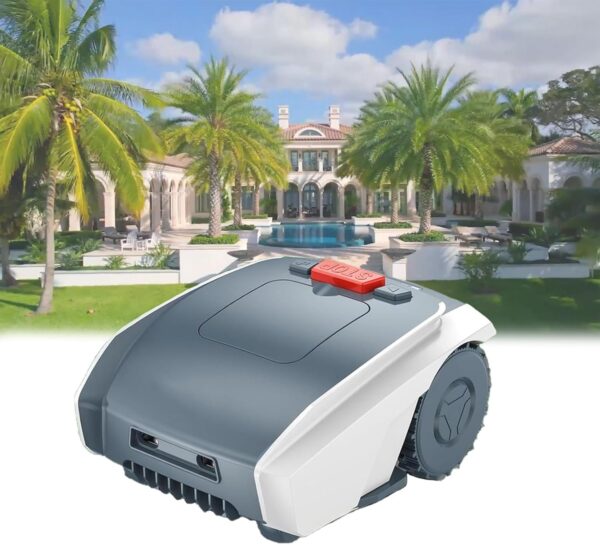 Automatic Robotic Lawn Mower, Robotic Lawnmower with Bluetooth app and Boundary Wire, Mowing Robot, for lawns up to 16140 Sq Ft, Low Noise, Easy to Clean,Grey