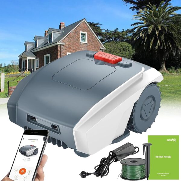 Robotic Lawn Mower 0.37 Acre/ 16146 Sq.Ft, with Mapping Function and App Control, Only 32 db,Rain Sensor & Boundary Wire, Battery & Charger Included