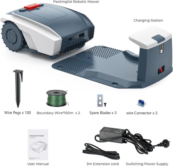 Automatic Robotic Lawn Mower(2-5cm Trimming Height), with Boundaries Line, App Control + Path Planning + Automatic Charging,Ultra-Quiet,100㎡/H, for Lawn/Garden - Image 8