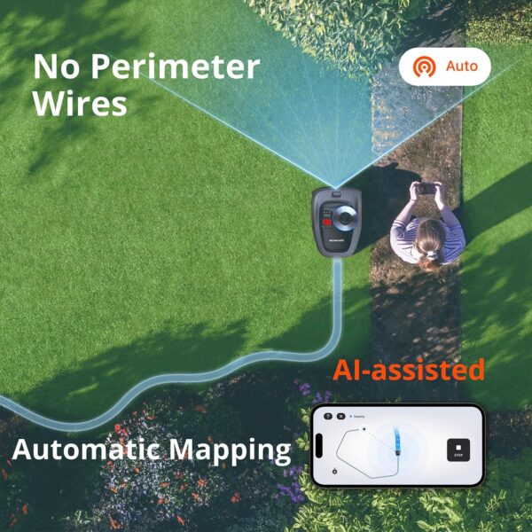 Segway Navimow i110N Robot Lawn Mower Perimeter Wire Free 1/4 Acre RTK+Vision Robotic Lawnmower, AI-Assisted Mapping, Virtual Boundary, APP Control, 58dB(A) Quiet, Multi-Zone Management - Image 2