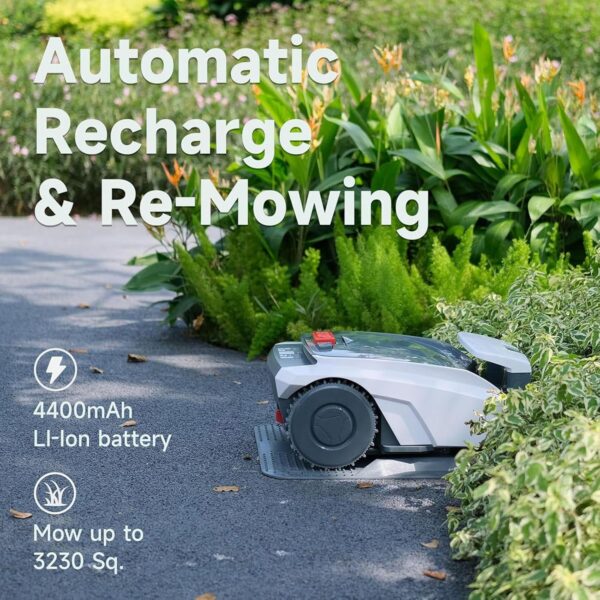 Automatic Robotic Lawn Mower(2-5cm Trimming Height), with Boundaries Line, App Control + Path Planning + Automatic Charging,Ultra-Quiet,100㎡/H, for Lawn/Garden - Image 2