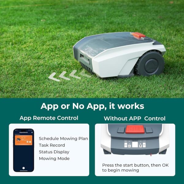 Automatic Robotic Lawn Mower(2-5cm Trimming Height), with Boundaries Line, App Control + Path Planning + Automatic Charging,Ultra-Quiet,100㎡/H, for Lawn/Garden - Image 3