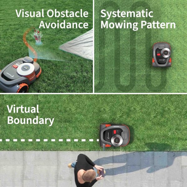 Segway Navimow H3000N-VF Robot Lawn Mower Perimeter Wire Free, 0.74 Acre RTK+Vision Robotic Lawnmower, Virtual Boundary, Systematic Mowing, APP Control, Anti-Theft 54dB(A) Quiet, Multi-Zone Management - Image 4