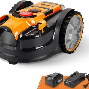 LawnMaster OcuMow™ Robot Lawn Mower Perimeter Wire Free Robotic for Small Yards up to 1000 Square feet Optical Navigation Automatic Obstacle Avoidance Low Noise Spot Cut and No Go Function